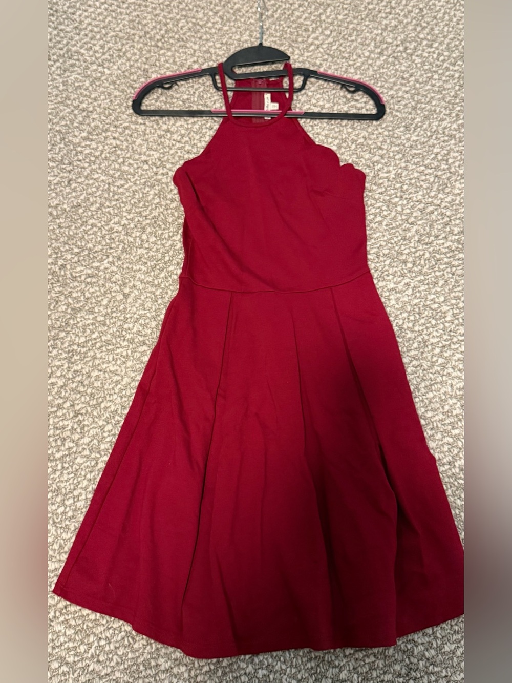 Charlotte Russe XS Fit-and-Flare Dress - Deep Red/Burgundy (small stain shown)